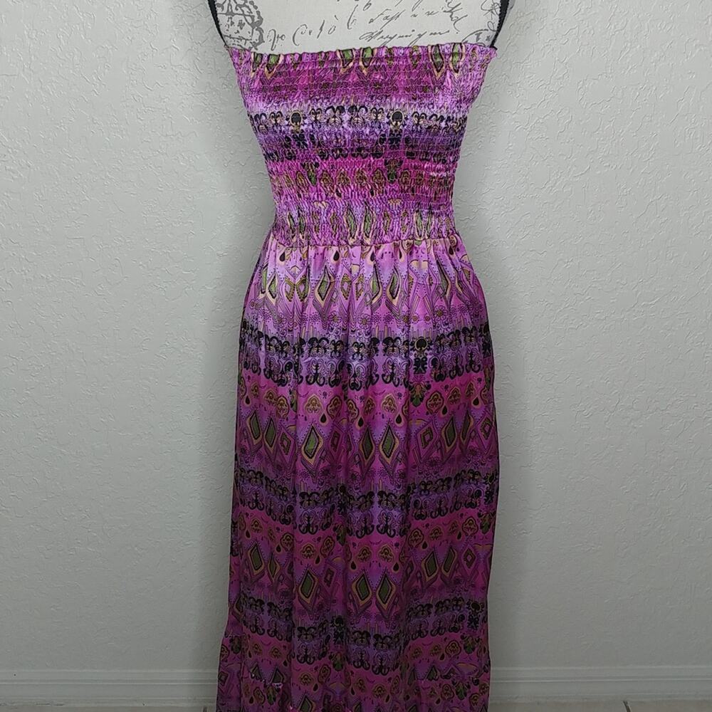 Classique Strapless Multicolored Maxi Dress Size S